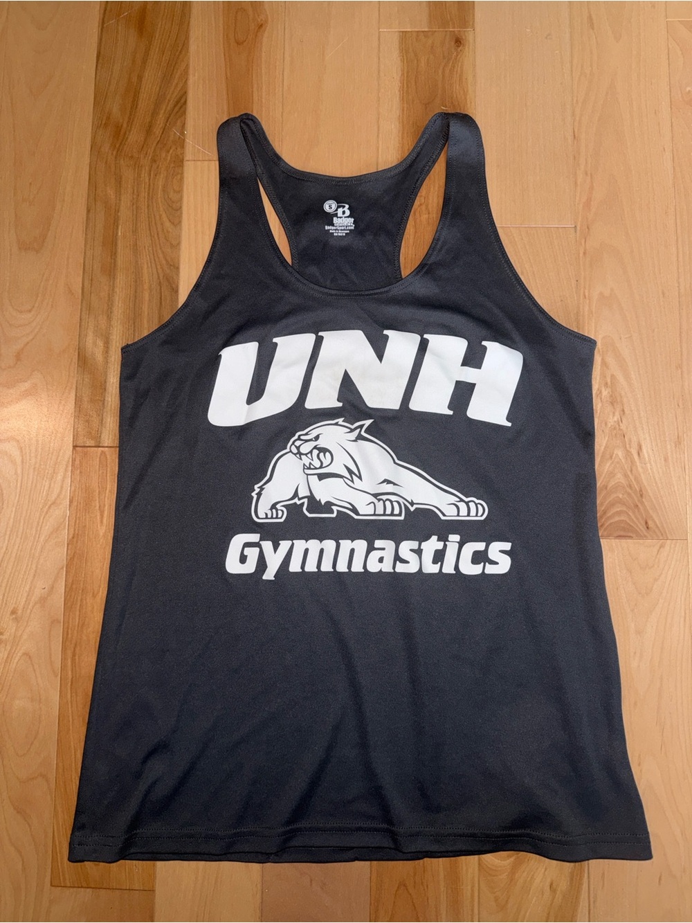 UNH Gymnastics Gray Racerback Tank S EUC